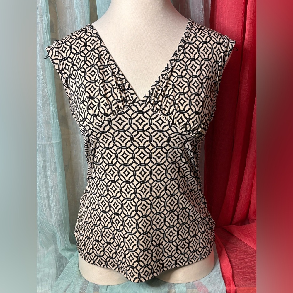 BCBG Geometric Black and Tan Women's Top